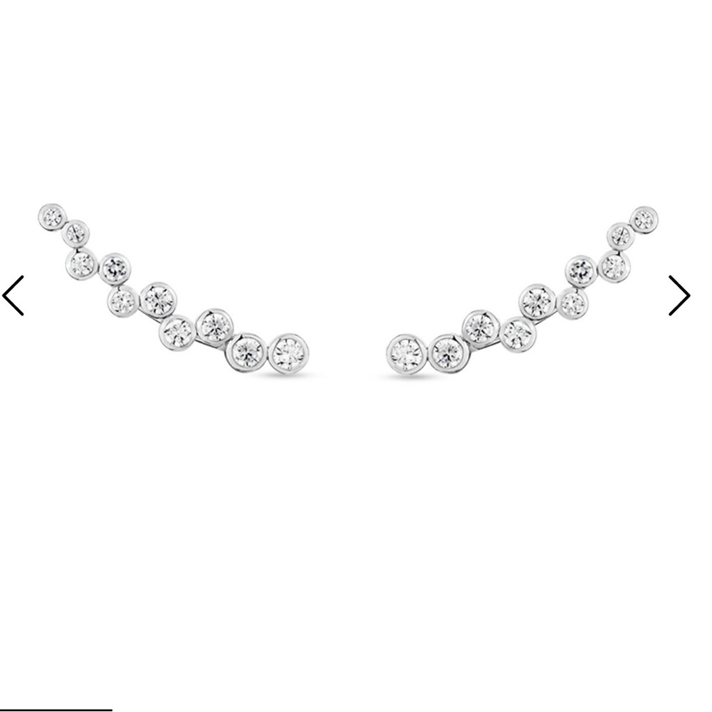 Sterling CZ Bubble Ear Climber - Sterling silver post earrings